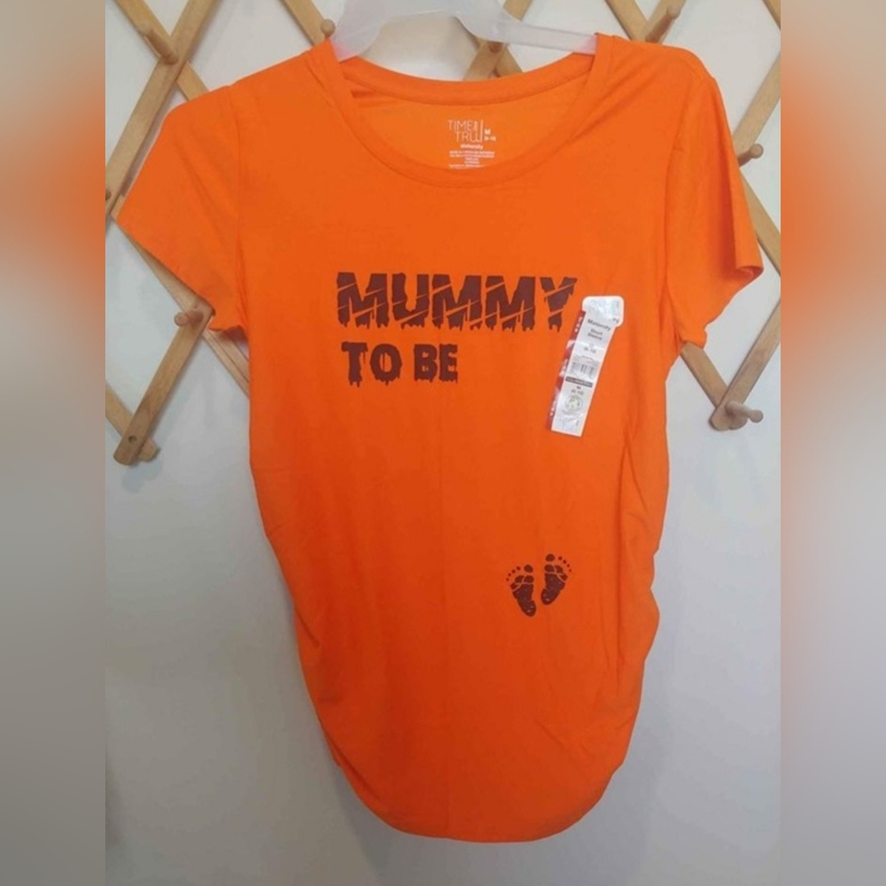 Time and Tru Bright Orange 'Mummy To Be' Maternity Tee